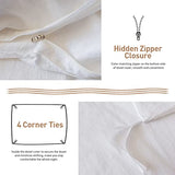 BISELINA French Linen Duvet Cover Set 2pcs with Hidden Zipper Closure Natural Flax Cotton Blend Solid Color Soft Breathable Luxury Farmhouse Bedding - Twin Size, White BISELINA
