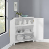 Crosley Furniture Roarke Stackable Corner Pantry Storage Cabinet with Shelves, Kitchen, Dining, Laundry, White Crosley Furniture