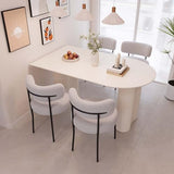 Hilknen Modern Cream Dining Table Set for 4, 5 Piece Dining Table and Chairs Set, 63" White Oval Dining Table with 4 Modern Chairs, Kitchen Table and Chairs Set for 4-6 Person Ideal for Dining Room Hilknen