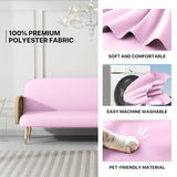 MoNiBloom Queen Size Futon Cover, Armless Stretch Futon Slipcover Armless Sofa Cover Furniture Protector, Durable & Washable Zippered Futon Couch Cover for Adults Kids and Pets, LightPink MoNiBloom