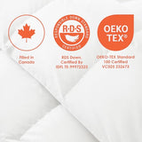 Canadian Down & Feather Co. - All Season Weight 625 Loft White Down Duvet King Size - 360 TC Shell 100% Cotton - Filled in Canada Canadian Down & Feather Company