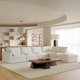 Acanva Modular U-Shaped Sectional Cloud Couch, Free Combination Minimalist Sofa, Convertible to DayBed with Shredded Latex Filled Cushion and Removable Slipcovers for Living Room, 5 Seater + Ottoman Acanva