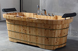Alfi Brand AB1130 65" 2 Person Free Standing Cedar Wooden Bathtub with Fixtures & Headrests, Natural Wood ALFI brand