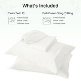 Love's cabin 4 Piece Full Size Sheet Set, Cooling Sheets, 100% Rayon Derived from Bamboo, Breathable & Soft Full Size Bed Set, Deep Pocket Up to 16", Hotel Luxury Silky Bedding Sheets, White Love's cabin
