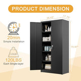 Waqiv 70''H Metal Storage Cabinet with 2 Lockable Door, Locking Garage Cabinet with 4 Adjustable Shelves, Home Office File Cabinet, Assembly Required Waqiv