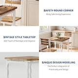 GarveeHome Dining Table Set for 2, Dining Table and Chairs Set of 2, 3 Piece Dining Table Set with Spiral Table Legs for Small Spaces, Kitchen, Apartment, White Brown GarveeHome