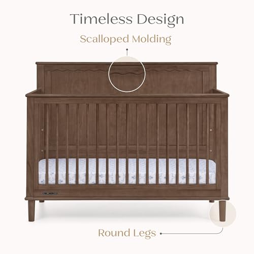 Delta Children Penelope 6-in-1 Convertible Crib - Greenguard Gold Certified, Teak Brown