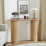 AVZEAR Fluted Entryway Console Table with Storage Shelf, Oval Curved Couch Table Behind Sofa Modern Boho Console Tables Long and Skinny for Living Room Hallway Entrance Foyer, Nature Color AVZEAR