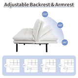 MUUEGM Futon Sofa Bed Memory Foam White Futons Modern Office Couch Sleeper Bed Convertible Love seat Sofa for Small Spaces,Apartment,Office with Adjustable Armrest Backrest MUUEGM