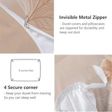 WIVCOMD Hand-Drawn Minimalist King Reversible Duvet Cover Sets Rice Pink Bedding Set, Single Rose Printed Duvet Cover with Pillowcases Zip Closure Perfect for Hot Sleeper WIVCOMD