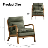 INZOY Mid Century Modern Accent Chair with Wood Frame, Upholstered Reading Armchair with Waist Cushion, Double Padded Accent Chair, Side Chair for Living Room Bedroom Office, Easy Assembly, Green INZOY