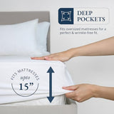 LANE LINEN Twin Fitted Sheets, 100% Organic Cotton 2-Piece Set (1 Fitted Sheet, 1 Pillowcase), Percale Weave, Bottom Sheet, Soft, Breathable, Fits Mattress Upto 15' Deep - White (No Flat Sheet) LANE LINEN