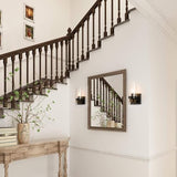 KSANA Black Wall Sconces, Farmhouse Faux Wood Wall Light Fixtures with Seeded Glass Shade for Bedroom, Bathroom, Living Room KSANA