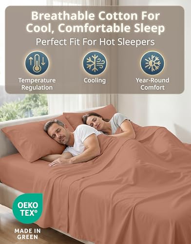 LANE LINEN Bed Sheets Queen Size – Premium 600 Thread Count Long-Staple 100% Cotton Sheets Queen Size Set, Hotel Luxury Soft & Cool Sateen Finish, Fully Elasticized 15" Deep Pocket – Rose Dawn LANE LINEN