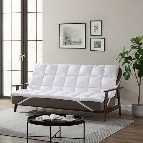 CirclesHome White Futon Mattress Toppers with Anti-Slip Anchors - Futon Cover Filled with Plush Down Alternative Fill - Full Size Futon Cover is Soft, Comfortable and Allergy Free (Size: 54 x 75 x 3) CIRCLESHOME