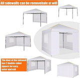 COBIZI 10x10 Canopy Tent with Sidewalls and Mesh Windows 2.0,10x10 Pop up Tent for Parties,Commercial Instant Canopies with Heavy Duty Bag,White Gazebo for Outdoor Activities COBIZI