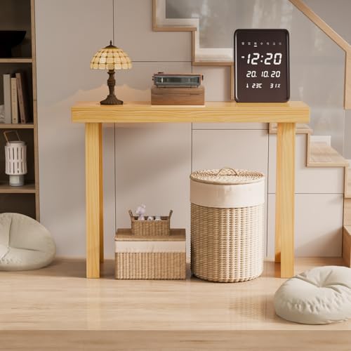 VINGLI 42.9" Entryway Table, Solid Wood Console Table, Narrow Sofa Table Behind Couch, Thin, for Living Room, Entrance, Hallway, Foyer, Bedroom, Office, Natural Wood VINGLI