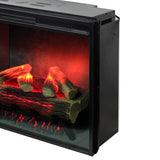 Modern Ember Uptown 28" Smart Electric Fireplace Insert with Remote, Alexa/WiFi Enabled - 1,000 Sq Ft Electric Heater with Realistic Flames and Log Set, Concrete Background Modern Ember