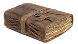 cuero Vintage Leather Journal - Antique Handmade Leather Bound journal with deckle edge paper for Men And Women Diary - Leather Sketchbook - Drawing Journal Notebook - Great Gift (5 by 7 inch) cuero