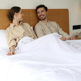 Simple&Opulence Belgian Linen Sheet Set Solid Color - 3 Pieces (1 Flat Sheet, 1 Fitted Sheet & 1 Pillowcase) Natural Flax Cotton Blend Soft Breathable Farmhouse Bedding - Twin Size, White Simple&Opulence