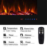Masarflame 42" Recessed Electric Fireplace Insert, 5 Flame Settings, Log Set or Crystal Options, Temperature Control by Touch Panel & Remote, 750/ 1500W Heater, Black Masarflame