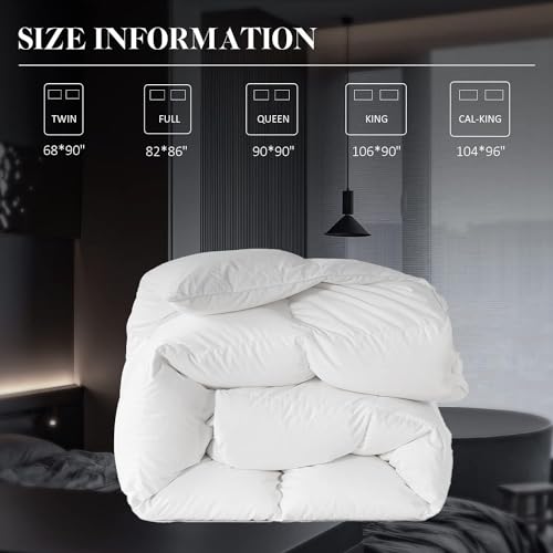 WhatsBedding Feather Down Fiber White Comforter, All Season Luxury Bed Comforter,Ultra Soft 100% Cotton Duvet Insert, Full Size 82"x86" WhatsBedding