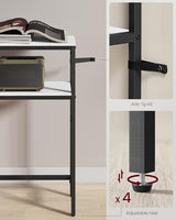 VASAGLE Console Table, 2-Tier Narrow Sofa Table with 2 Shelves, 7.9 x 31.5 x 31.5 Inches, for Living Room, Hallway, Entryway, Marble White and Ink Black ULNT130W59V1 VASAGLE