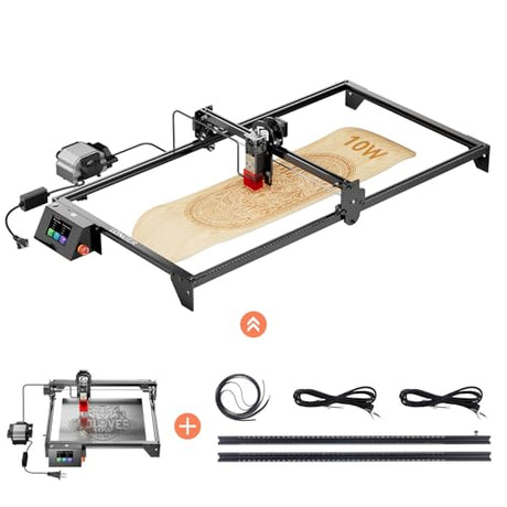 Longer RAY5 10W Laser Engraver with Air Assist Kit and Y-axis Extension kit, Compressed Spot CNC, App Offline Control, DIY Engraving Tool for Metal/Glass/Wood, Engraving Area 15.7"*33.5"(400 * 850mm) Longer