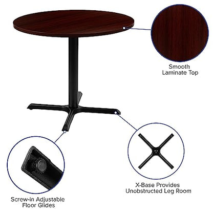 Flash Furniture Chapman 36" Round Multi-Purpose Conference Table in Mahogany - WoodArtSupply