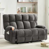 Oversized Loveseat Recliner Sofa, Big Large Reclining Sofa with Cup Holders & Side Pockets, Double Recliner, Traditional 2-Seater Manual Recliner Couch for Living Room, RV, Home Theater (Fabric,Grey)