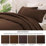 Whale Flotilla Ultra Soft Queen Quilt Bedding Set, Lightweight Microfiber Brown Quilts Bedspreads Full Size, 3 Piece Ultrasonic Geometric Coverlet Bed Cover for All Seasons Whale Flotilla