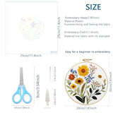 Zhenqing Sunflower and Daisy Embroidery Kit for Beginners, Rustic Floral Craft Set with 20cm Hoop, Printed Pattern on 29x29cm Cotton Fabric, DIY Garden Wall Art (C0127)