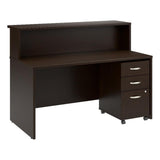 Bush Business Furniture Arrive 60W x 30D Reception Desk with Shelf and Mobile File Cabinet in Mocha Cherry Bush Furniture