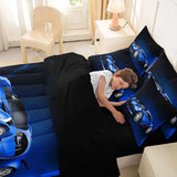 Feelyou Sports Car 7 Piece Bedding Set Blue Race Car Comforter Set with Sheets for Kids Boys Girls Extreme Sports Theme Bed in a Bag Cool Speed Luxury Car Decor Bed Set with 2 Pillowcases Full Feelyou