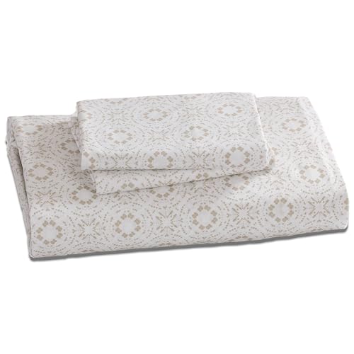 ELLE Decor Printed 4-Piece Microfiber Bed Sheet Set, 12-inch Deep Pocket, Full, High Tide Elle Decor