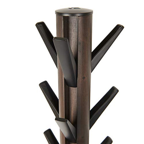 Umbra Flapper Coat Rack, Clothing Hanger, Umbrella Holder, and Hat Organizer, Great for Entryway, Black/Walnut (320361-048) Umbra