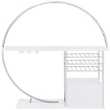 Pemberly Row Circular LED Wood Home Bar with Wine Storage White High Gloss Pemberly Row
