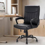 CLATINA Leather Office Executive Chair with Lumbar Support and Padded Armrestes, Swivel Rolling Ergonomic Mid Back Computer Task Desk Chair for Home, Conference, Waiting Room, Black, 8 Pack CLATINA