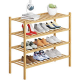 4 Tier Bamboo Shoe Rack Storage Organizer for Closet, Multifunctional Stackable Free Standing Shoe Shelf Organizer for Small Space,Entryway,Hallway,Bathroom 27"x11"x26"(Natural, 4 Tier) Buymoth