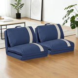 CITTANEO Folding Sofa Bed Set of 2, Convertible Floor Sofa with 6-Position Adjustable Backrest, Metal Frame and Handle, Futon Floor Couch for Dorm, Bedroom, Apartment, Navy Blue CITTANEO