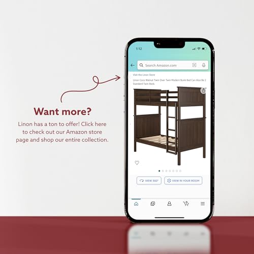 Linon Howell Black Solid Wooden Twin Over Twin Bunk Bed with Ladder Linon