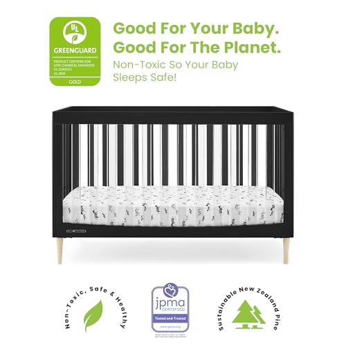 Delta Children Austin Acrylic 4-in-1 Convertible Baby Crib - Greenguard Gold Certified, Midnight Grey/Natural - WoodArtSupply