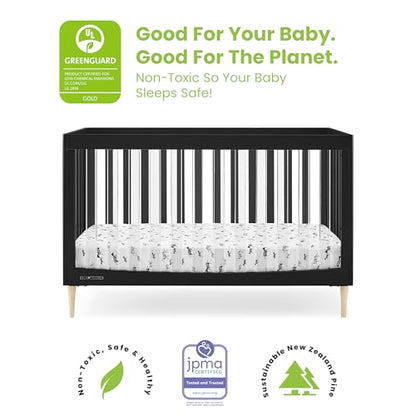 Delta Children Austin Acrylic 4-in-1 Convertible Baby Crib - Greenguard Gold Certified, Midnight Grey/Natural - WoodArtSupply