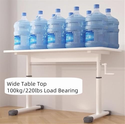 Erxewim Manual Crank Standing Desk, Height-Adjustable Computer Sit-Stand Study Desk for Bedroom, Living Room and Office (White 39.4 * 23.6in) Erxewim