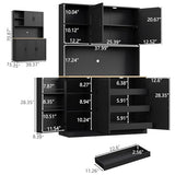 71" Tall kitchen Pantry Storage Cabinet, Modern Kitchen Hutch with 3 Pull-out Drawers, Kitchen Pantries with Microwave Stand & Door Shelf, Food Pantry with Adjustable Shelves for Dining Room (Black) Gyfimoie