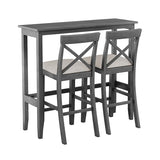 LUMISOL 3 Piece Pub Table and Chair Set, Small Wood Counter Height Table Set, 3 Piece High Top Dining Table Set for Breakfast Nook, Gray LUMISOL