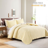 HORIMOTE HOME Quilt Twin Size Light Yellow, Lightweight Quilt for Summer Ultra-Soft Microfiber Modern Style Quilted Clouds Pattern Bedspread Quit Set 2 Pieces (1 Quilt and 1 Pillow Sham) HORIMOTE HOME