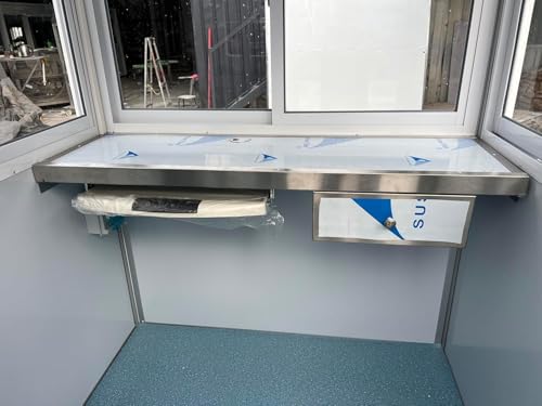 Generic Guard Shack 5x5ft with AC, Heating, Light Gray - Security Booth, Guard Booth, Outdoor Office, Portable Office, Guardhouse, BSI-Guard-Shack-LightGray- 5575-WAC-M2