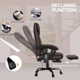 Vinsetto High Back Massage Office Chair with 6 Vibration Points, PU Leather Reclining Computer Chair, Ergonomic Desk Chair with Footrest Adjustable Height and Remote, Brown Vinsetto