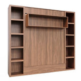 Oakland Living Easy-Lift Queen Murphy Wall Bed in Brown Wood Grain with Two Bookshelves Oakland Living